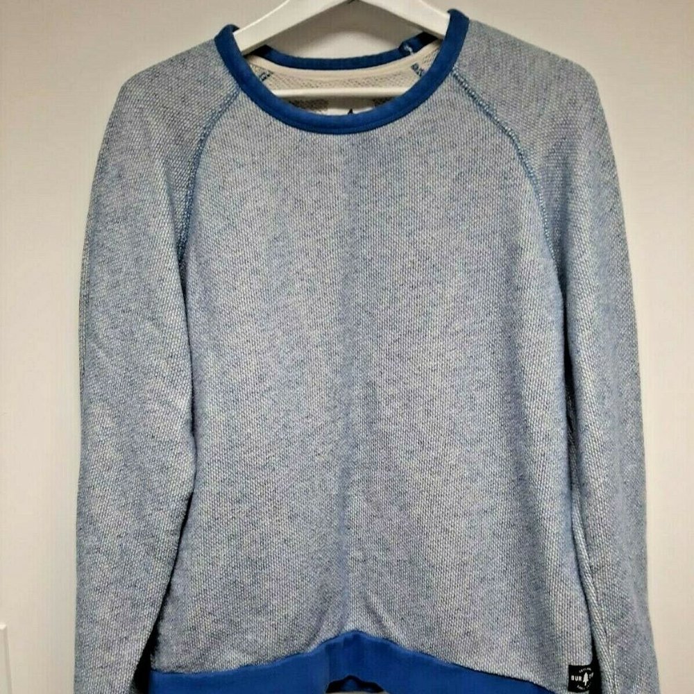 Burton Snowboards Crew Neck Knit Sweater Sweatshirt Size Medium Blue/White